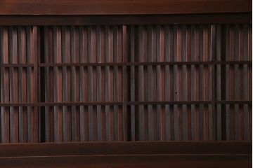 昭和初期　腰板ケヤキ材　裏障子の付いた格子帯戸2枚セット(ガラス帯戸、引き戸、建具)(1)