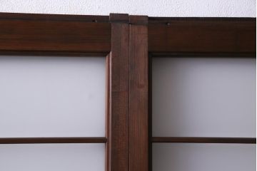 昭和中期　格子紋様　組子がアクセントのガラス戸4枚セット(引き戸、建具)