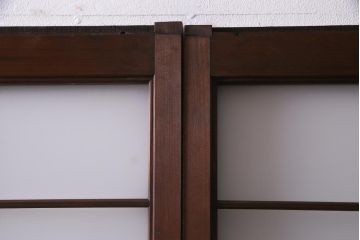 昭和中期　格子紋様　組子がアクセントのガラス戸4枚セット(引き戸、建具)