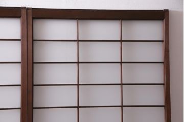 昭和中期　格子紋様　組子がアクセントのガラス戸4枚セット(引き戸、建具)