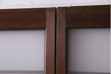 昭和中期　格子紋様　組子がアクセントのガラス戸4枚セット(引き戸、建具)