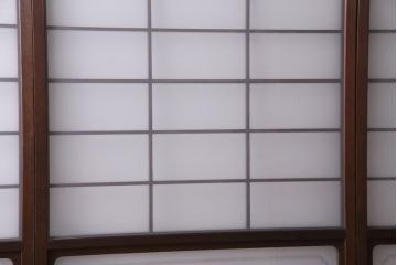昭和中期　格子紋様　組子がアクセントのガラス戸4枚セット(引き戸、建具)