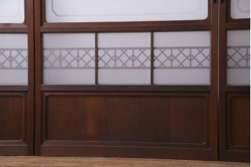 昭和中期　格子紋様　組子がアクセントのガラス戸4枚セット(引き戸、建具)