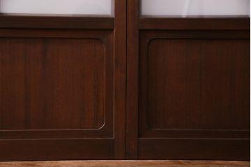昭和中期　格子紋様　組子がアクセントのガラス戸4枚セット(引き戸、建具)