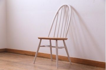 ヴィンテージ家具　ビンテージ　ERCOL(アーコール)　ツートンカラーがおしゃれなナチュラルペイントのクエーカーチェア(椅子)(2)