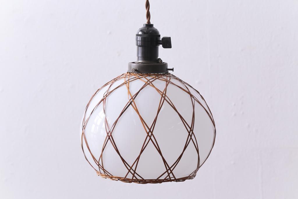 最終値下げ！電笠 乳白色 竹細工 竹編み 吊り下げ ランプシェード 昭和　レトロ 公式】アンティーク家具ラフジュ工房商品詳細ページ昭和レトロ