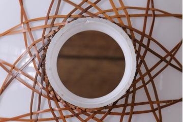 昭和レトロ　戦前　竹編み細工のペンダントライト(電笠、天井照明、吊り下げ照明)