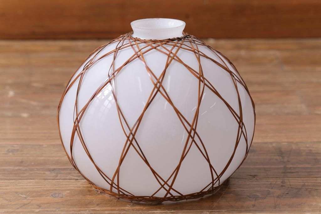 昭和レトロ　戦前　竹編み細工のペンダントライト(電笠、天井照明、吊り下げ照明)