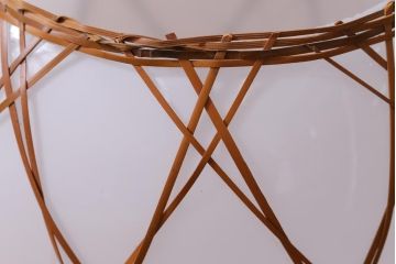 昭和レトロ　戦前　竹編み細工のペンダントライト(電笠、天井照明、吊り下げ照明)