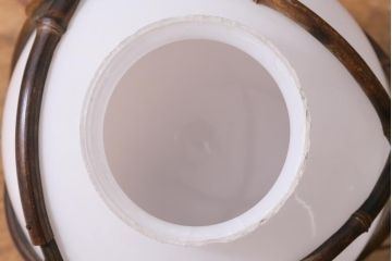 昭和初期　戦前　竹の装飾が個性的な球体型ペンダントライト(電笠、天井照明、吊り下げ照明)