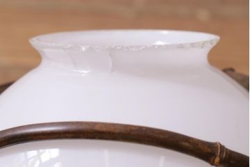 昭和初期　戦前　竹の装飾が個性的な球体型ペンダントライト(電笠、天井照明、吊り下げ照明)