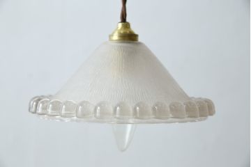フランスビンテージ　縁に付いた丸いガラスが可愛らしいペンダントライト(天井照明、吊り下げ照明)(1)