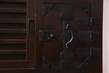 アンティーク家具　和製アンティーク　明治期　ヒノキ材　バランスのとれたデザインが品のある帳場箪笥(収納棚、戸棚、時代箪笥)