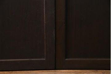 和製アンティーク　板ガラス裏障子留め　格子縞がレトロモダンな組子帯戸2枚セット(板戸)