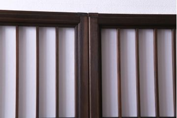 和製アンティーク　杉材　すっきりとした格子が美しい額入り障子戸4枚セット(引き戸、建具)