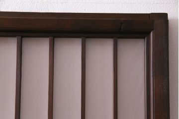 和製アンティーク　杉材　すっきりとした格子が美しい額入り障子戸4枚セット(引き戸、建具)
