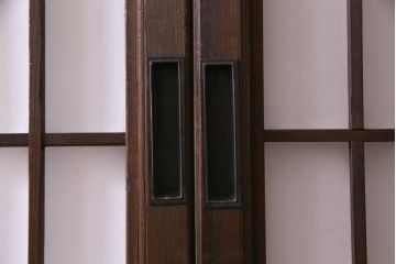 和製アンティーク　杉材　すっきりとした格子が美しい額入り障子戸4枚セット(引き戸、建具)