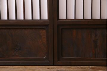 和製アンティーク　杉材　すっきりとした格子が美しい額入り障子戸4枚セット(引き戸、建具)