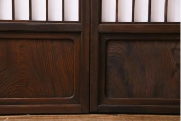 和製アンティーク　杉材　すっきりとした格子が美しい額入り障子戸4枚セット(引き戸、建具)