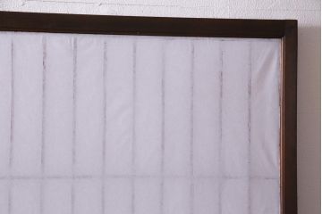 和製アンティーク　杉材　すっきりとした格子が美しい額入り障子戸4枚セット(引き戸、建具)