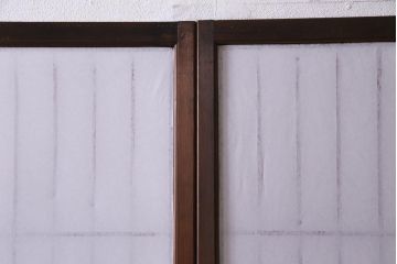 和製アンティーク　杉材　すっきりとした格子が美しい額入り障子戸4枚セット(引き戸、建具)