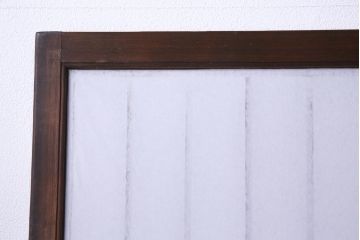 和製アンティーク　杉材　すっきりとした格子が美しい額入り障子戸4枚セット(引き戸、建具)