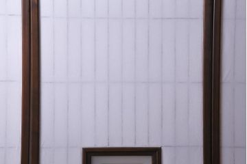 和製アンティーク　杉材　すっきりとした格子が美しい額入り障子戸4枚セット(引き戸、建具)