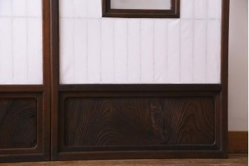 和製アンティーク　杉材　すっきりとした格子が美しい額入り障子戸4枚セット(引き戸、建具)