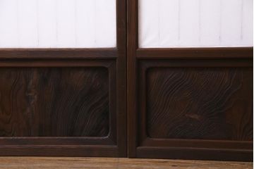 和製アンティーク　杉材　すっきりとした格子が美しい額入り障子戸4枚セット(引き戸、建具)
