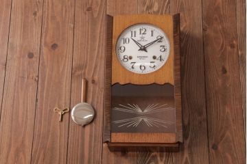 アンティーク雑貨　昭和レトロ　EIKEISHA(栄計舎)　SUPER DELUXE　振り子時計(柱時計、壁掛け時計)