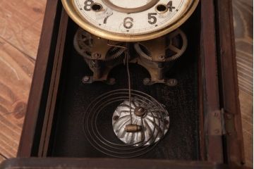 アンティーク雑貨　明治期　戦前　高野時計(高野精密工業)　手巻き式　スリゲル型振り子時計(柱時計、掛け時計)