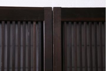 和製アンティーク　当店オリジナルガラス入り　裏障子付き　上品な雰囲気醸し出す格子戸2枚セット(建具、ガラス帯戸、引き戸)