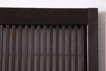 和製アンティーク　当店オリジナルガラス入り　裏障子付き　上品な雰囲気醸し出す格子戸2枚セット(建具、ガラス帯戸、引き戸)