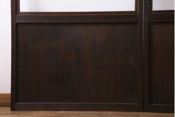 和製アンティーク　当店オリジナルガラス入り　裏障子付き　上品な雰囲気醸し出す格子戸2枚セット(建具、ガラス帯戸、引き戸)
