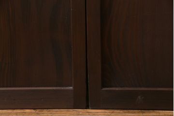 和製アンティーク　当店オリジナルガラス入り　裏障子付き　上品な雰囲気醸し出す格子戸2枚セット(建具、ガラス帯戸、引き戸)