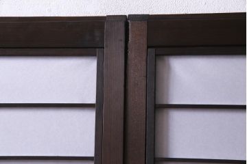 和製アンティーク　当店オリジナルガラス入り　裏障子付き　上品な雰囲気醸し出す格子戸2枚セット(建具、ガラス帯戸、引き戸)