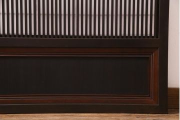 和製アンティーク　当店オリジナルガラス入り　裏障子付き　市松模様のガラスがモダンな印象与える格子戸1枚(ガラス帯戸、引き戸、建具)