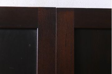 和製アンティーク　ケヤキ・杉材　堅牢な雰囲気が漂う障子帯戸2枚セット(板戸、引き戸、建具)(R-035992)