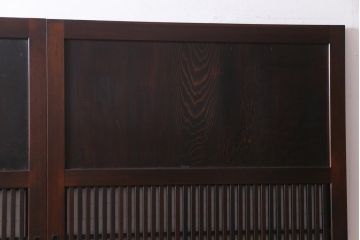 和製アンティーク　ケヤキ・杉材　堅牢な雰囲気が漂う障子帯戸2枚セット(板戸、引き戸、建具)(R-035992)