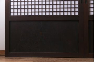 和製アンティーク　ケヤキ・杉材　堅牢な雰囲気が漂う障子帯戸2枚セット(板戸、引き戸、建具)(R-035992)