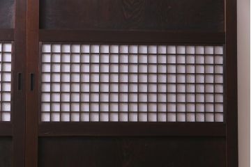 和製アンティーク　ケヤキ・杉材　堅牢な雰囲気が漂う障子帯戸2枚セット(板戸)(1)