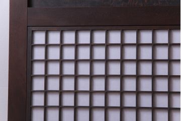 和製アンティーク　ケヤキ・杉材　堅牢な雰囲気が漂う障子帯戸2枚セット(板戸)(1)