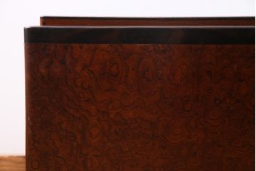 アンティーク雑貨　和製アンティーク　銅壺付き!　ケヤキ玉杢材　漆塗り　存在感のある長火鉢(木製火鉢)
