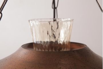 イギリスアンティーク　アイアン製　ガラスを通した光がおしゃれなハンギングランプ(吊り下げ照明)(2)