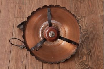 イギリスアンティーク　アイアン製　ガラスを通した光がおしゃれなハンギングランプ(吊り下げ照明)(2)