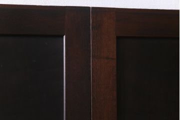 和製アンティーク　ケヤキ・杉材　堅牢な雰囲気が漂う障子帯戸2枚セット(板戸)(2)