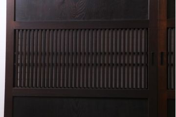 和製アンティーク　ケヤキ・杉材　堅牢な雰囲気が漂う障子帯戸2枚セット(板戸)(2)