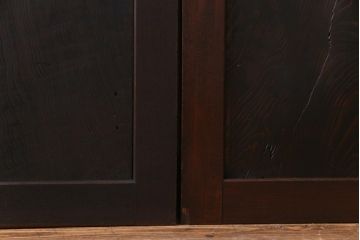 和製アンティーク　ケヤキ・杉材　堅牢な雰囲気が漂う障子帯戸2枚セット(板戸)(2)