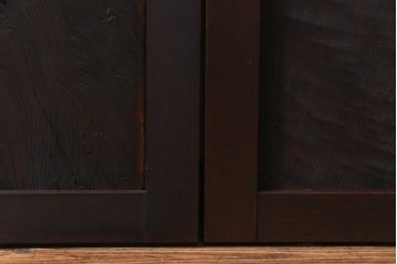 和製アンティーク　ケヤキ・杉材　堅牢な雰囲気が漂う障子帯戸2枚セット(板戸)(2)