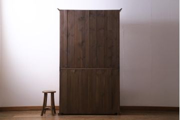 アンティーク家具　パイン材　カントリースタイルにぴったりのアンティークキッチンキャビネット(カップボード、重ね食器棚、収納棚)